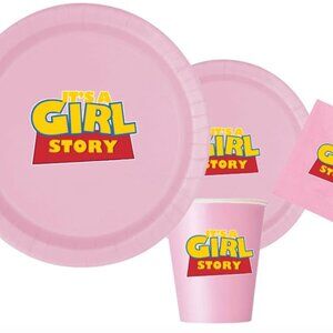 IT'S A Girl Story| Girl Story Party Plates & Napkins Set|IT'S A GIRL